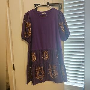 LSU Tiger Purple Gold Tshirt Babydoll Dress
